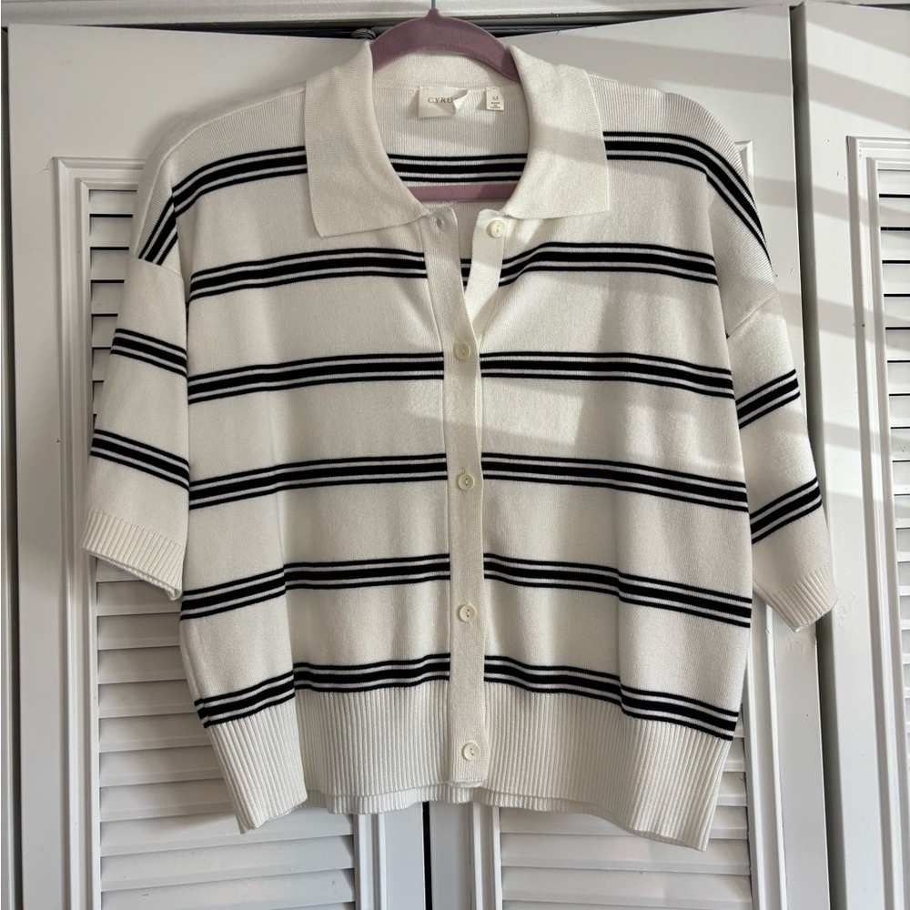 Cyrus White and Black Striped Button Down Shirt